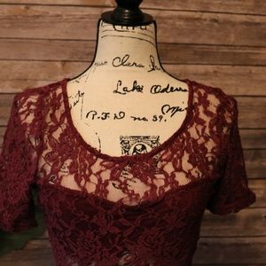 Arden B Lace Peplum Blouse